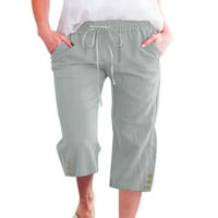NOILLA dame obrezane pantne dno noge Solid Color Capri pantalone Ženske vrećačke pantalone Mid Stek
