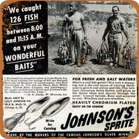Metalni znak - Johnson's Sprite Ribolovne mamce - Vintage Rusty Look