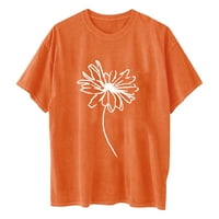 Elegantna bluza za žene narančaste žene Ljetni modni labavi majica okrugli vrat kratki rukav vrhovi