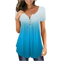 Gradient majica Top za žene Ljetni modni gornji povremeni plus majica s majicama V izrez kratkih rukava