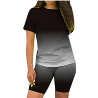 ECQKAME Ljetne odjeće za ženske klirence kratkih rukava T-majice Bodycon hlače Postavite gradijent kolor