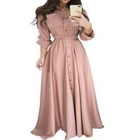Gwiyeopda ženski dugme dugih rukava Dowm Maxi haljina večernja haljina za ležernu majicu S-3XL