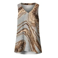 Fashion Landscape Gradient Print TOP za žene V izrez Osnovna majica Osnovna majica Dressy Casual Dame
