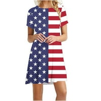 Bvanrty ženska moderna patriotska neovisnost mini haljina američka zastava uzorak rezervoarske haljine