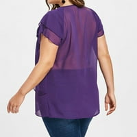 Majice za žensko majicu Chiffona Casual s kratkih rukava plus size Soli ruffles bluza pp XLSIZE XL