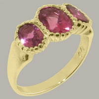Britanci napravio 18k žuto zlato Real Prirodno ružičasti turmalinski ženski prsten - veličine Opcije