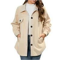Kaputi za žene jesen zimske solidne jakne s dugim rukavima Bež s
