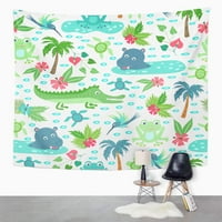 Crtani tropske i biljke dječje dijete džungla žaba Zidna umjetnost Viseća tapiserija Kućni dekor za