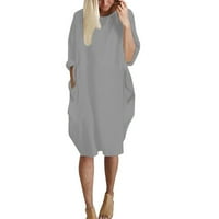 GDFUN Žene Solid Color Fashion Džep Ležerne haljine - plus veličina haljine za curvy Women