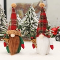 Božićna plišana lutka pletena šešir bijele smeđe brade umjetne postrojenja ručno izrađene poklopljene