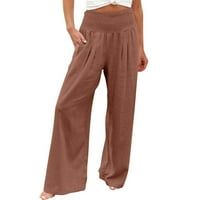 Pamučne pantalone široke pantalone sa džepom za žensko čišćenje ljetne modne učvršćivati ​​Casual Comfy