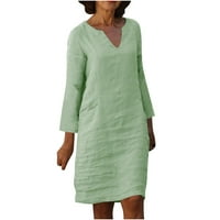 WHLBF Ljetne haljine za žensko čišćenje ispod $ plus veličina, ženska slatka boja pune rukave s dugim