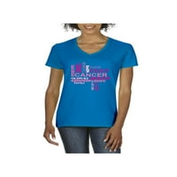 - Ženska majica s kratkim rukavima V-izrez - borbeni rak dojke