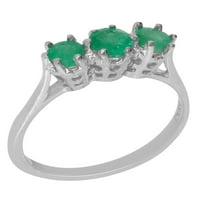 10k bijeli zlatni prirodni smaragdni prsten izjave o ženu - veličine 6,75