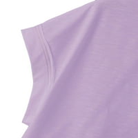 Ženski casual obični okrugli vrat kratki rukav Lilac ljubičaste majice s