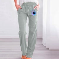 Ljetne hlače za žene Žene Ljeto Ležerne prilike ispisa Elastične labave hlače Ravne noge Hlače hlače