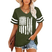Juebond Ženski dan za nezavisnost. Svečanost 4. jula Kratka rukava Patriotska majica Bluza Trendy USA