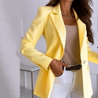 Žute žene Blazers & Jackets Žene s dugim rukavima Jednoj grudi čvrsti okret prema dolje ovratnik kaput