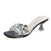 Miayilima Crne sandale Žene Modne ženske prozračne čipke cipele od kristalnih visokih peta casual sandale