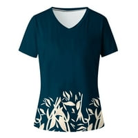 Cleance Ženski vrhovi Ljeto Ispis V-izrez kratki rukav majica majica mornarice l