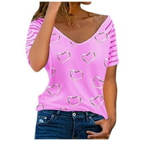 Žene Casual Loress Majice Kratki rukav modni srčani tiho The Majice The Majice Tee, Pink, S