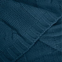 Bnwani Fall Turtleneck džemperi za žene pletene pulover Crewneck komforni okrugli vrat labavi plavi
