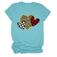 Honeeladyy Cleances pod 5 $ valentinovih majica za žene Classic Leopard plaćeni grčki bluza za bluzu za odmor Romantični modni kratki rukav nebesko plavo