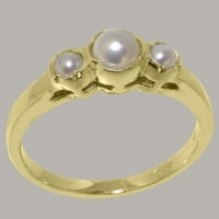 British napravio 9k žuti zlatni kultivirani biserni ženski osnivački prsten - Opcije veličine - veličina