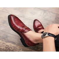 Zodanni Muške haljine cipele retro naloge za penny loafer muške brodove cipele moda pointy toe crvena