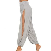Hlače za žene čvrste boje Sportske hlače visoke prorezne joge pantalone