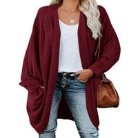 Ženska jesen i zima nova modna čista boja labava grubo pletene džemper dugih rukava
