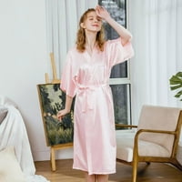 Žene Nova imitacija Svilene ležerne na spavaćicu i kućni nose čistu boju pidžama