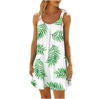 Ljetna haljina za žensko čišćenje seksi havajska tropska tiskana spremnika bez rukava mini plaža casual