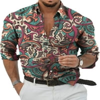 HAITE MAN Ljetni košulja rever za bluzu za vrat dugih rukava MENS tipka majica down TEE Style-h s
