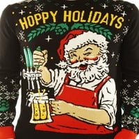 Ružna džemper za božićne zabave unise muški hoppy praznici Santa pivo piće-2x