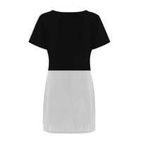 STAMZOD BOHO haljina za žene Ležerne prilike za blokiranje boje (okrugli rez) Black s