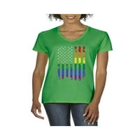 - Ženska majica V-izrez kratki rukav, do žena Veličina 3XL - Rainbow Flag