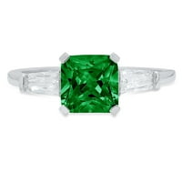 1.62ct Squaret Smaragd Cut zeleni simulirani smaragd 14k bijeli zlatni godišnjički angažman kamena prstena veličine 9,5