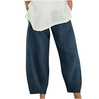 Lydiaunistar vrijeme i trupe duge hlače Žene ljetne casual labavo pamučne i posteljine čvrste boje hlače