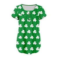 Ženski vrhovi ženske dane sv. Patrickov dan cvjetni print casual majice kratki rub bez rukava Green Mree Green M