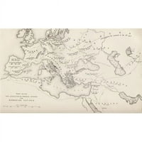 Karta Prikazivanje postepenog napretka varvarskih nacija izvučenih i ugraviranih W. Hughes Poster Print,