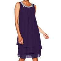 Huaai haljine za žene žene šifon ljeto plus veličina sekfina O-izrez bez rukava kraga ljuljačka haljina