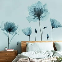 Plavi cvjetni zidni naljepnice Zidne naljepnice Ogulje i štapiće uklonjivi naljepnica DIY zidne umjetničke
