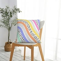 Kvadratni ukrasni jastuk za bacanje, duge boje apstraktne linije Soba kauč na kauč navlaka, 22 x22