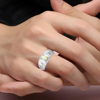 Muški prstenovi Sterling Silver Rings Dizajner Weave Band 7x ovalni draguljski i originalni pjenušava