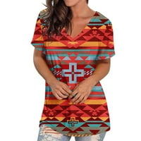 Thirts za ženske majice sa majicama kratkih rukava zapadni aztec Geometrijski grafički grafički tee