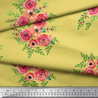 Soimoi Yellow Pamuk Voile Tkanina cvjetna cvjetna tiskana šivanje tkanine široko
