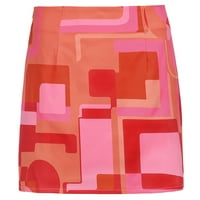 Douhoow Ljeto Ženska mini suknja casual visokog struka Geometrijski tisak iznad koljena kratka suknja