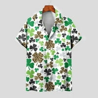 Muška majica Plus Veličina Casual Dugmes DAN St. Patrick's Day Print sa džepom Bluza s kratkim rukavima