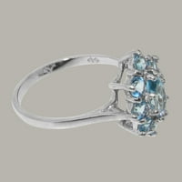 Britanci napravio je 10k bijeli zlatni prirodni plavi topaz ženski zaručni prsten - veličine opcije